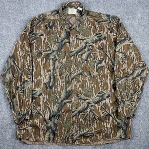 Vintage 80s Mossy Oak Foliage Camo Button Down 2XL Hunting Shirt Made in USA